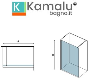 Kamalu - doccia walk-in 70cm vetro serigrafato altezza 185cm kw1000s