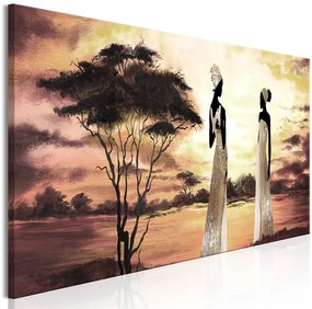 Quadro African Goddesses (1 Part) Narrow  Colore Giallo, Dimensioni e Misure 135x45