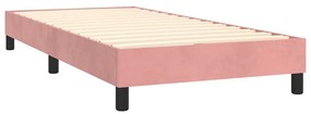 Letto a molle con materasso e led rosa 100x200 cm in velluto