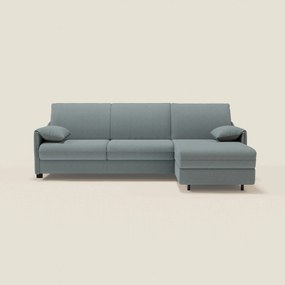 Primula divano letto angolare con materasso H18 cm - penisola contenitore in tessuto smacchiabile T05