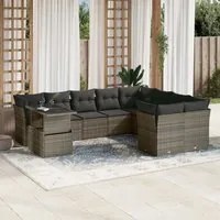 Set Divano da Giardino 10 pz con Cuscini Grigio in Polyrattan 3266850