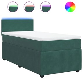 Giroletto a molle con materasso verde scuro 100x200 cm velluto