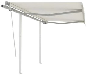 Tenda Da Sole Retrattile Manuale Con Pali 3x2,5 M Crema /