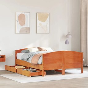 Letto senza materasso marrone cera 140x190 cm in legno di pino