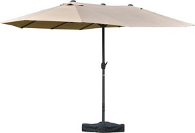 Ombrellone da Giardino Doppio 4,6x2,7m in Acciaio e Poliestere Cachi...