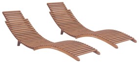 Lettini Prendisole Pieghevoli 2pz İn Legno Massello Di Teak /
