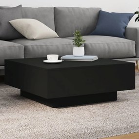 Tavolino Da Soggiorno Con Luci Led Nero 80x80x31 Cm /