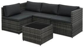 Set divani da giardino 5 pz con cuscini in polyrattan grigio