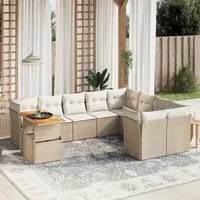 Set Divano da Giardino 10 pz con Cuscini Beige in Polyrattan 3271016