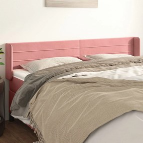 Testiera Ad Orecchio Rosa 183x16x78/88 Cm İn Velluto /