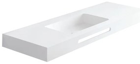 Lavabo sospeso rettangolare Zen L100 H 10 x P 46 cm in acrilico bianco