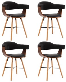 Sedie Da Pranzo 4 Pz Nere İn Similpelle E Legno Curvato /