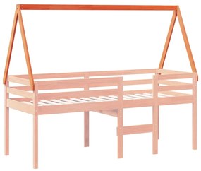Tetto letto bambini marrone cera 199x80,5x88 cm massello pino