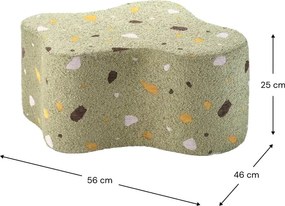 Pouf per bambini verde con rivestimento in bouclé e ciniglia Terrazzo Cloud – Wigiwama