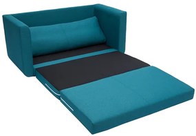 Divano letto 2 posti in tessuto blu anatra LEON