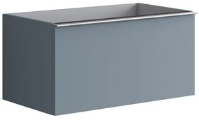 Mobile da bagno sotto lavabo Pixel plain blu laccato opaco L 80 x H 40 x P 45.5 cm 2 cassetti, lavabo non incluso