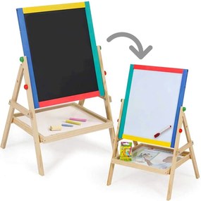 Lavagna per Bambini Magnetica e Tradizionale con Cavalletto in Legno H65 Kids Joy...