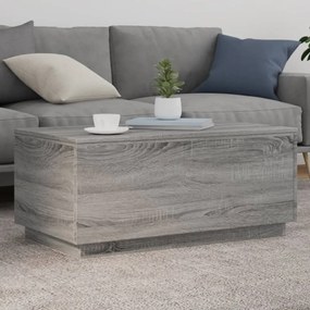 Tavolino da soggiorno con luci led grigio sonoma 90x50x40 cm