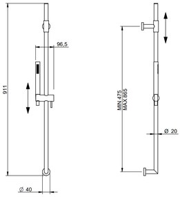 Treemme Los IT6529CCZZZZ asta doccia 91 cm con doccetta e saliscendi senza presa acqua cromo