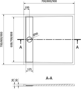 Mexen Amon piatto doccia quadrato SMC 90 x 90 cm, bianco - 4F109090
