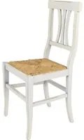 Sedia Artemisia Tommychairs Shabby Chic, struttura in faggio anticata artigianalmente a mano, seduta in paglia