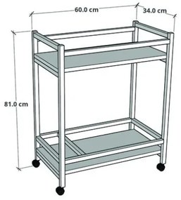 Carrello Portavivande Stile Industrial 60x34x76 Will Bianco