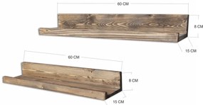 SET 2x Mensola da parete 8x60 cm abete