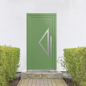 Porta d'ingresso Modern3 L 90 x H 210 cm in alluminio verde, apertura spingere a sinistra