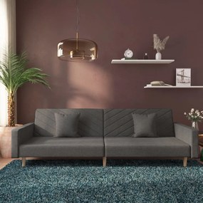 Divano Letto A 2 Posti Con 2 Cuscini Grigio Scuro İn Tessuto /