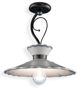 Plafoniera Classica Ravenna Metallo E Ceramica Nero Sfumato Arg. 44Cm 1 Luce E27