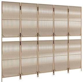 Divisorio per ambienti a 5 pannelli beige in polyrattan