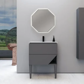 Mobile sottolavabo e lavabo Vintage grigio nuvola L 70 x H 55 x P 45.3 cm 1 vasca