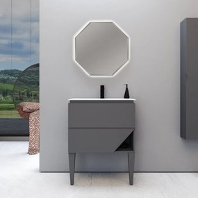 Mobile sottolavabo e lavabo Vintage per vasca centrale grigio nuvola L 70 x H 55 x P 45.3 cm