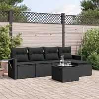 Set Divano da Giardino 6 pz con Cuscini Nero in Polyrattan 3220094