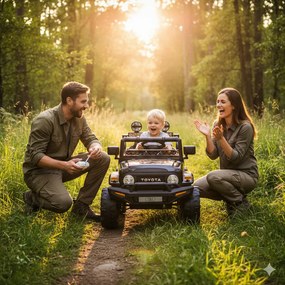 Macchina Elettrica per Bambini Fuoristrada Toyota Fj Cruiser 12V Telecomando Ruote in Gomma e Sedile in Pelle Nero e Mimetico...