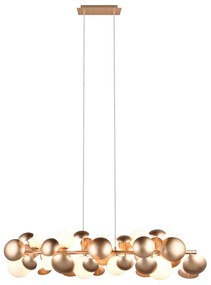 Lampada a sospensione con paralume in vetro bianco-dorato Bubble - Trio Select