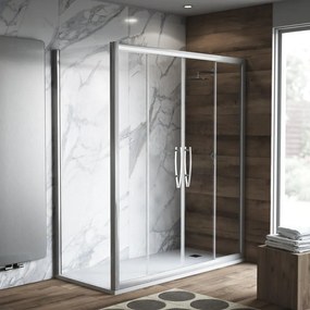 Box doccia con ingresso frontale scorrevole Namara L 140 x H 195 cm, vetro 8 mm vetro senza finitura / trasparente profilo argento cromato