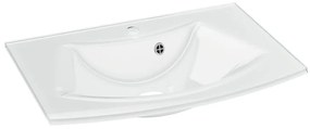 Lavabo a incasso ovale vasca centrale Image L 70.5 x P 49.2 cm in vetro bianco lucido