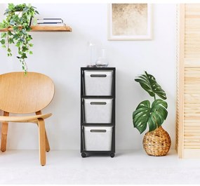 Scaffale mobile in plastica bianco/nero 30x77 cm Brisen - Rotho