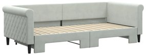 Divano letto con letto estraibile grigio chiaro 90x200 velluto