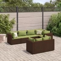 Set Divani da Giardino 7 pz con Cuscini in Polyrattan Marrone 3308190