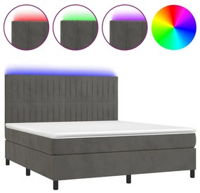 Letto a Molle con Materasso e LED Grigio Scuro 160x200 cm