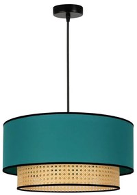 Duolla - Lampadario a sospensione con filo BOHO 1xE27/15W/230V diametro 45 cm turchese/rattan