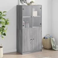 Credenza con Ante Grigio Sonoma 68x37x142 cm Legno Multistrato 3295869