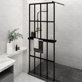 Parete Doccia Walk İn Mensola Nera 80x195cm Vetro Esg Alluminio /