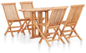 Set da Pranzo da Esterno Pieghevole 5 pz Legno Massello di Teak