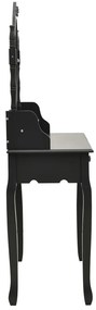 Tavolo da trucco con sgabello nero 75x69x140 cm legno paulownia