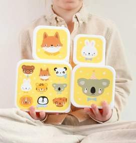 A Little Lovely Company - set di quattro scatole merenda - amici animali