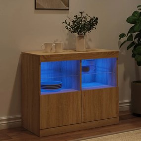 Credenza con luci led rovere sonoma 81x37x67 cm