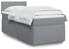 Giroletto A Molle Con Materasso Grigio Chiaro 90x200 Cm Tessuto /